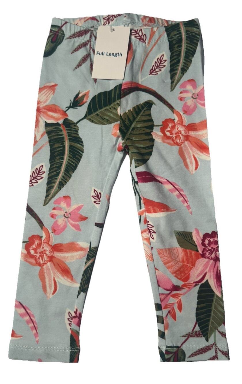 Old Navy Toddler Girls Floral Leggings Light Blue Tropical Print Size 2T NWT